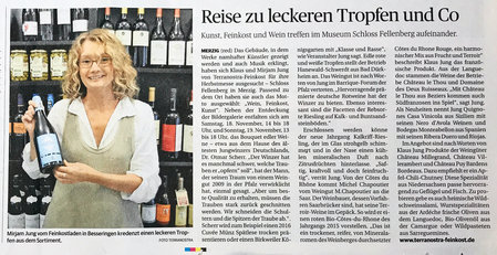 Terranostra-Feinkost auf Schloss Fellenberg Merzig. Einladung mit den Winzern zu Wein & Feinkost, Kunst 2017 in Merzig\\n\\n24.11.2017 15:38