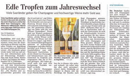 Champagner von Terranostra-Feinkost - Jahresendbericht Saarbrücker Zeitung 31.12.2016\\n\\n01.01.2017 14:17